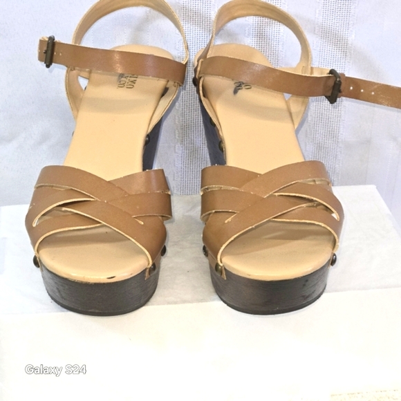 MOSSIMO WILETTE NATURAL TAN PLATFORM FUNKY WEDGE HEEL SANDALS SIZE 9 - Picture 2 of 16